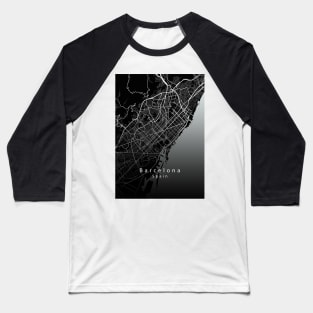 Barcelona Spain City Map dark Baseball T-Shirt